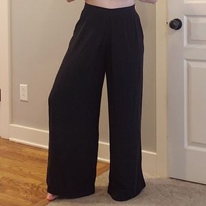 Black Silk Wide Leg Pants